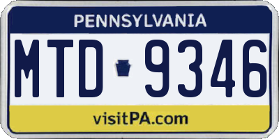 PA license plate MTD9346