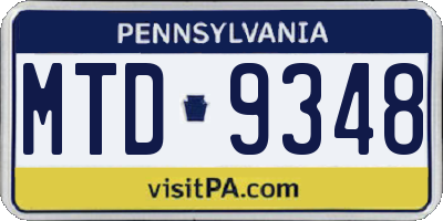 PA license plate MTD9348