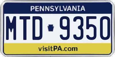 PA license plate MTD9350