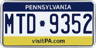 PA license plate MTD9352