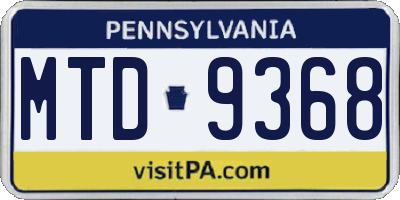 PA license plate MTD9368