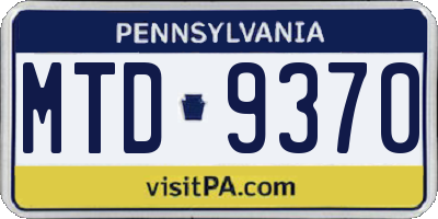 PA license plate MTD9370