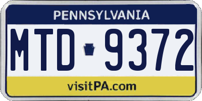 PA license plate MTD9372
