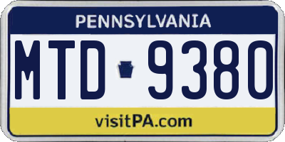 PA license plate MTD9380