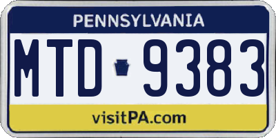 PA license plate MTD9383