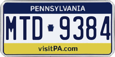PA license plate MTD9384