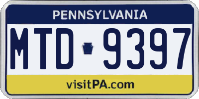 PA license plate MTD9397