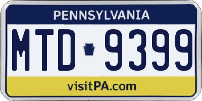 PA license plate MTD9399