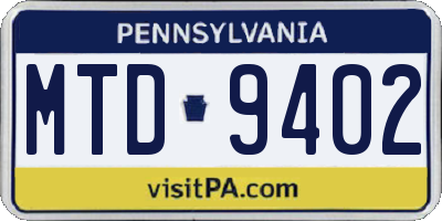 PA license plate MTD9402