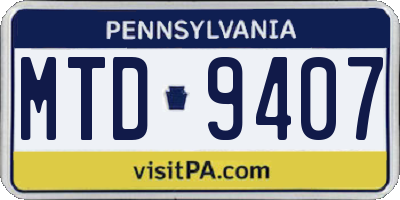 PA license plate MTD9407