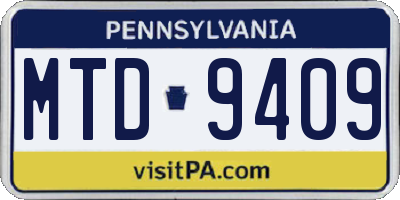 PA license plate MTD9409