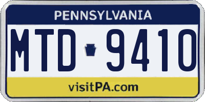 PA license plate MTD9410