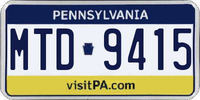 PA license plate MTD9415