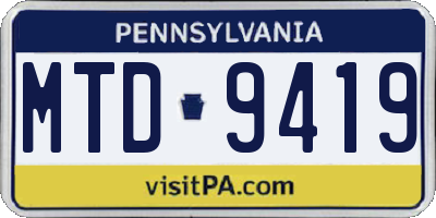 PA license plate MTD9419