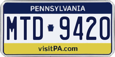 PA license plate MTD9420