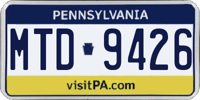 PA license plate MTD9426