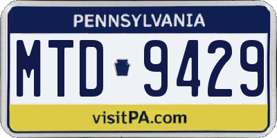 PA license plate MTD9429
