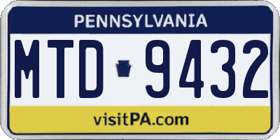 PA license plate MTD9432