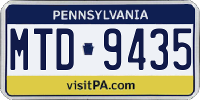 PA license plate MTD9435