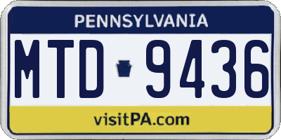 PA license plate MTD9436