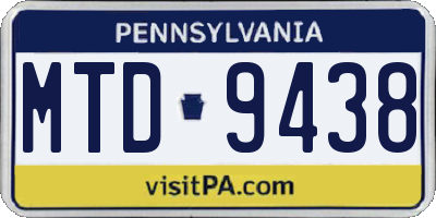 PA license plate MTD9438