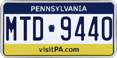 PA license plate MTD9440