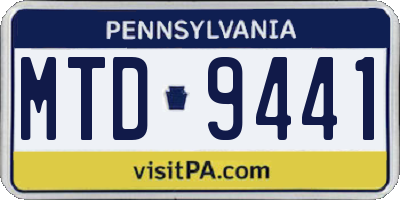 PA license plate MTD9441