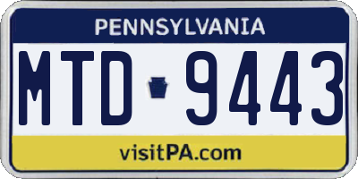 PA license plate MTD9443