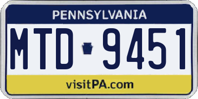 PA license plate MTD9451