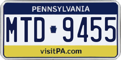 PA license plate MTD9455