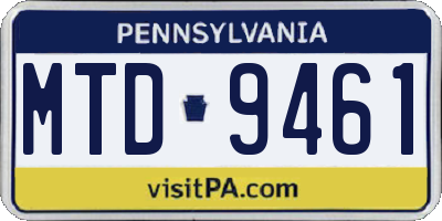 PA license plate MTD9461