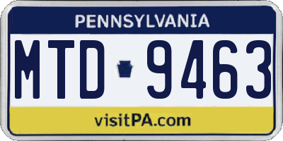 PA license plate MTD9463