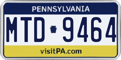 PA license plate MTD9464