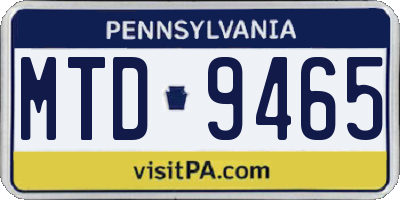 PA license plate MTD9465