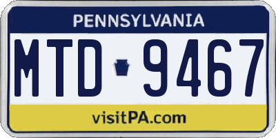 PA license plate MTD9467