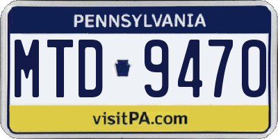 PA license plate MTD9470