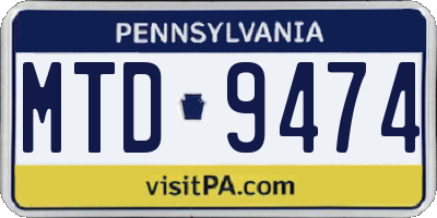 PA license plate MTD9474
