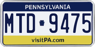 PA license plate MTD9475