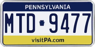 PA license plate MTD9477
