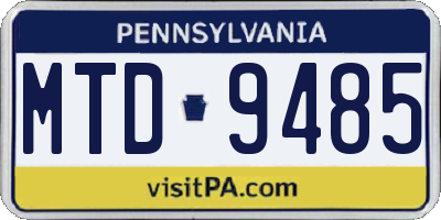 PA license plate MTD9485