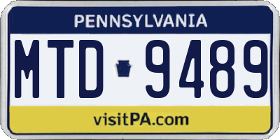 PA license plate MTD9489