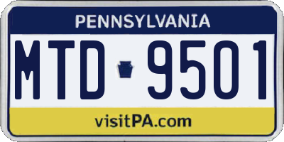 PA license plate MTD9501