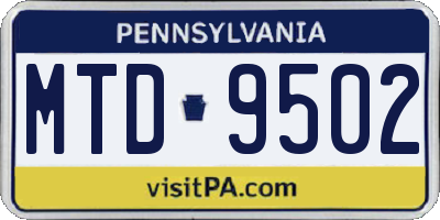 PA license plate MTD9502