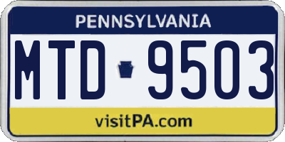 PA license plate MTD9503