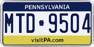 PA license plate MTD9504