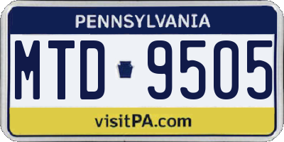 PA license plate MTD9505