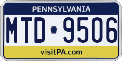 PA license plate MTD9506
