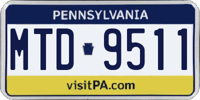 PA license plate MTD9511