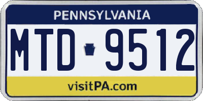 PA license plate MTD9512