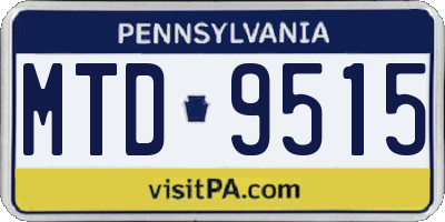 PA license plate MTD9515